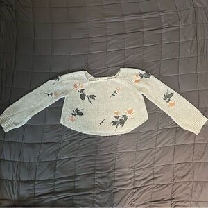 Woven Heart Floral Knit Sweater size small